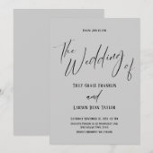 Invitation Typographie simple Simple Le Mariage Gris Clair (Devant / Derrière)