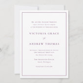 Invitation Typographie simple violet Mariage officiel (Devant)