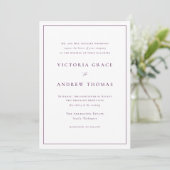 Invitation Typographie simple violet Mariage officiel (Debout devant)