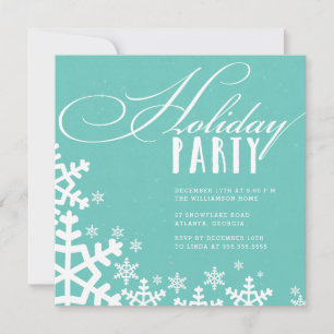 Invitation Typographie Snowflakes Sea Green Fête
