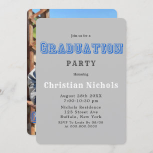 Invitation Typographie sportive Ajouter Photo Graduation Part