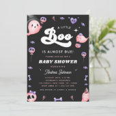 Invitation Typographie super et Baby shower Fille Fantôme Ros (Debout devant)