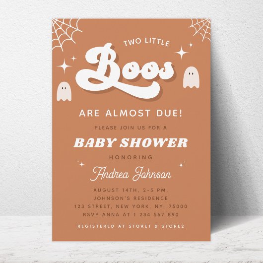 Invitation Typographie super Retro Ghost Twin Baby shower