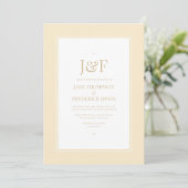 Invitation Typographie tendance Champagne et Mariage ivoire (Debout devant)