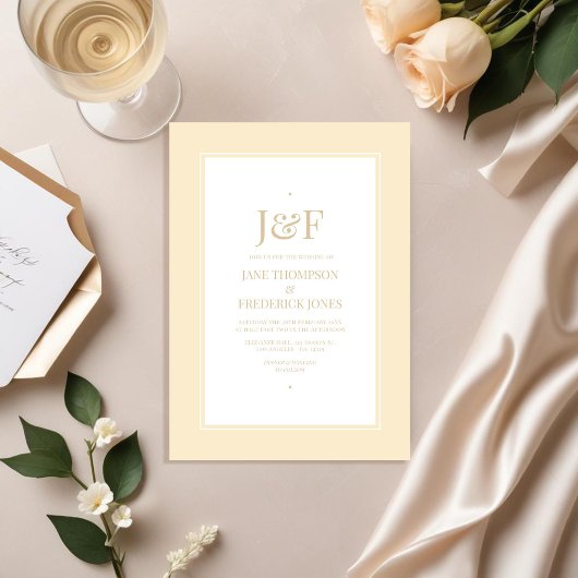 Invitation Typographie tendance Champagne et Mariage ivoire