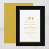 Invitation Typographie Tendance Mariage Noir et Or (Devant / Derrière)