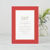 Invitation Typographie tendance Mariage rouge, orange et Sage (Debout devant)
