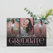 Invitation Typographie tendance Photo Collage Graduation Part (Debout devant)