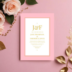 Invitation Typographie tendance Pink and Gold Wedding Invitat