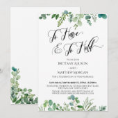 Invitation Typographie To Have & To Hold Feuillage d'eucalypt (Devant / Derrière)