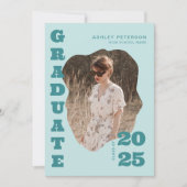 Invitation Typographie Turquoise moderne rétro 2 Diplôme phot (Devant)