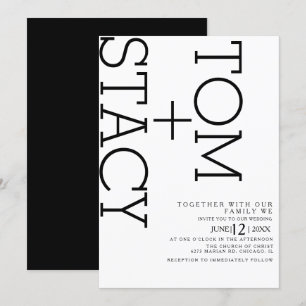 Invitation Typographie Ultra Gras Noir Blanc Simple Mariage