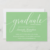 Invitation Typographie Vert Gazon Diplômé toute année (Devant)