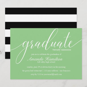 Invitation Typographie Vert Gazon Diplômé toute année
