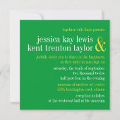 Invitation Typographie verte dorée moderne couple mariage (Devant)