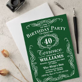 Invitation Typographie verte et blanche tendance Fête d'anniv