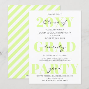 Invitation Typographie verte Moderne en ligne Graduation Part