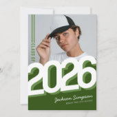 Invitation Typographie verte moderne Photo diplômé (Devant)