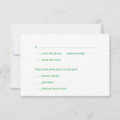 Invitation Typographie verte solide pour réponse de mariage m (Dos)