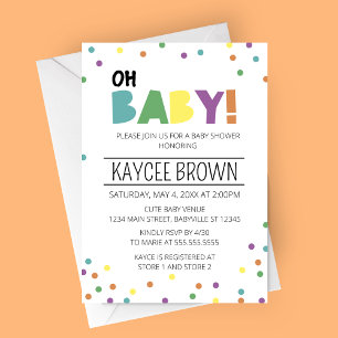 Invitation Typographie vibrante Oh Baby Baby shower Invitatio