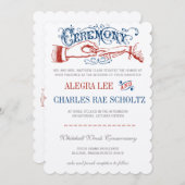 Invitation Typographie victorienne rouge blanc (Devant / Derrière)