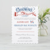 Invitation Typographie victorienne rouge blanc (Debout devant)