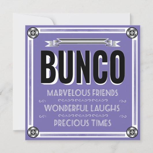Invitation Typographie vintage violet Bunco (Devant)