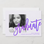 Invitation Typographie violet moderne de l'ombre Photo Grad P (Devant)