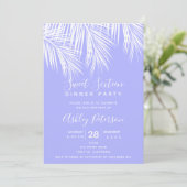 Invitation Typographie violette du palmier tropical Sweet 16 (Debout devant)