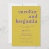 Invitation Typographie violette et jaune Gras Mariage moderne (Devant)