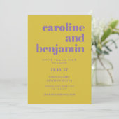 Invitation Typographie violette et jaune Gras Mariage moderne (Debout devant)