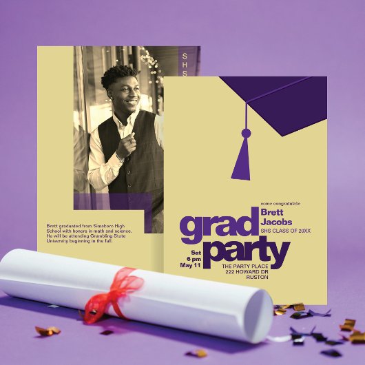 Invitation Typographie violette moderne pour la fête de remis