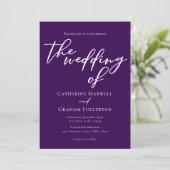 Invitation Typographie violette royale Mariage du soir (Debout devant)