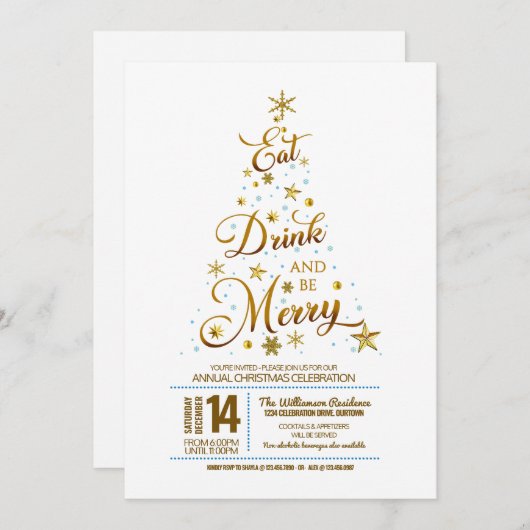 Invitation Typographie Whimsical Noël (Devant / Derrière)