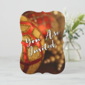 Invitation Typographie "You Are Invité" avec photo Rouge & Or (Debout devant)