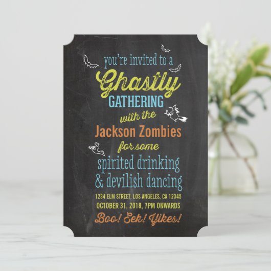 Invitation typographique Halloween Monster Bash (Debout devant)