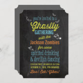 Invitation typographique Halloween Monster Bash (Devant / Derrière)