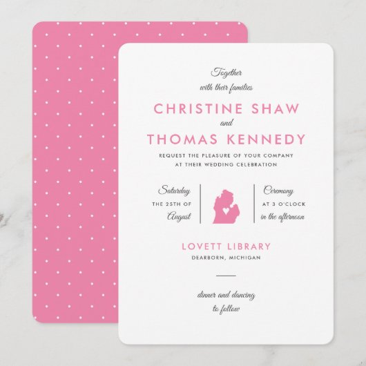 Invitation typographique moderne pour le Mariage d (Devant / Derrière)