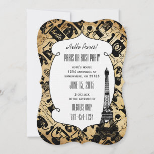 Invitation Typography Calligraphy Paris France Eiffel Tower