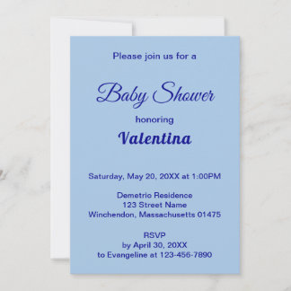 Invitation Typography Style Minimalist Light Blue Baby Shower