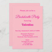 Invitation Typography Style Pink Bachelorette Party (Devant / Derrière)