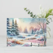 Invitation Typography Winter Scenery Cottage Watercolor  (Debout devant)