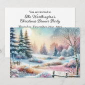 Invitation Typography Winter Scenery Cottage Watercolor  (Devant / Derrière)