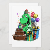 Invitation Tyrannosaurus Rex a 8 ans Fête d'anniversaire de d (Devant / Derrière)