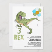 Invitation Tyrannosaurus Trois Rex Dino 3ème Anniversaire (Devant)