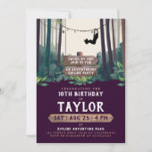Invitation Tyrolienne de forêt violette Cool Fun Anniversaire (Devant)