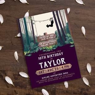 Invitation Tyrolienne de forêt violette Cool Fun Anniversaire