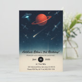 Invitation UFO & Space Station Galaxy Illustration Birthday (Debout devant)