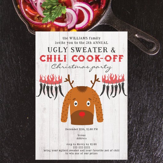 Invitation Ugly Sweater & Chili Cook Off Christmas Party