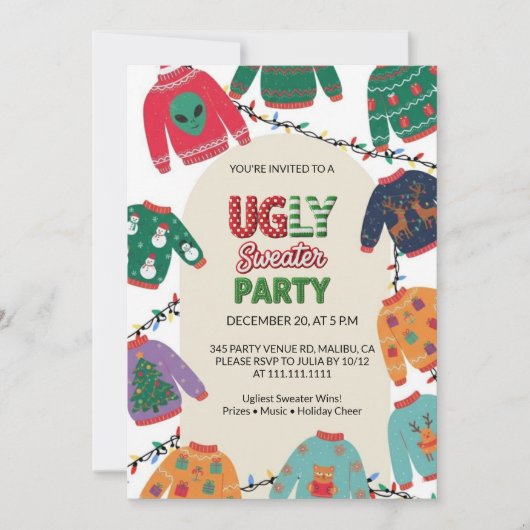 Invitation Ugly Sweater Christmas Party (Devant)